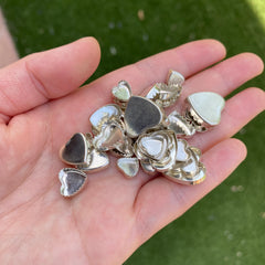 Sterling silver heart bezel cups