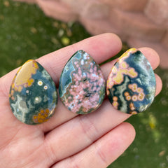 Ocean Jasper 30x22mm drop cabochons