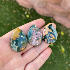 Ocean Jasper 30x22mm drop cabochons