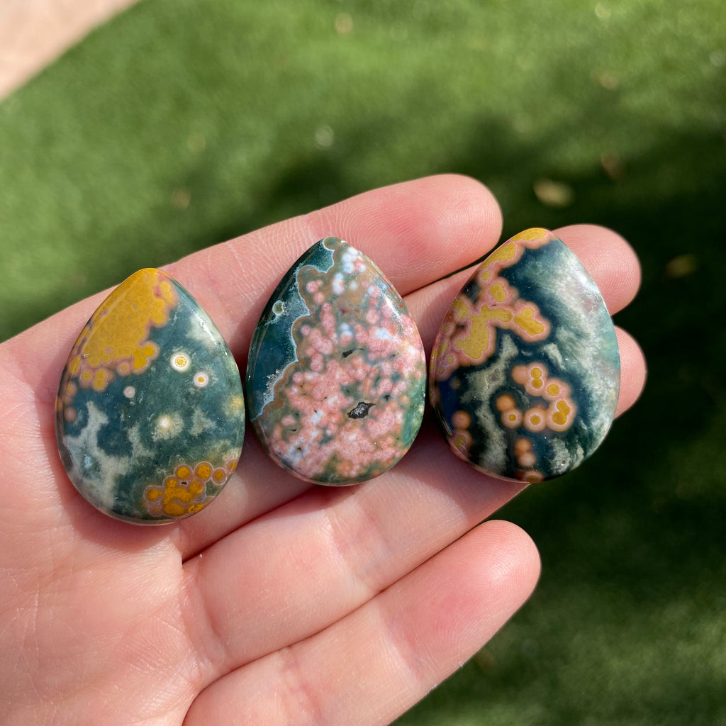 Ocean Jasper 30x22mm drop cabochons